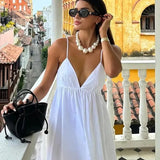 Women's Sleeveless Low Back Summer Dress with V-neck | Maxi