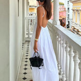 Women's Sleeveless Low Back Summer Dress with V-neck | Maxi