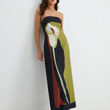 Women's Sleeveless Strapless Wedding Guest Dress | Maxi