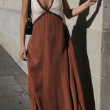 Women's Sleeveless V-Neck A-Line Wedding Guest Dress | Maxi