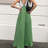 Women's Sleeveless V-Neck A-Line Wedding Guest Dress | Maxi