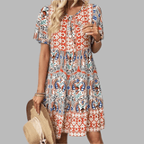 Women's Short Sleeves Round Neck Dress | Mini