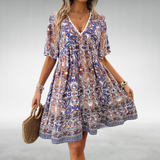 Women's Boho Dress with Floral Print | V-neck