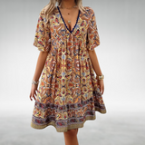 Women's Boho Dress with Floral Print | V-neck