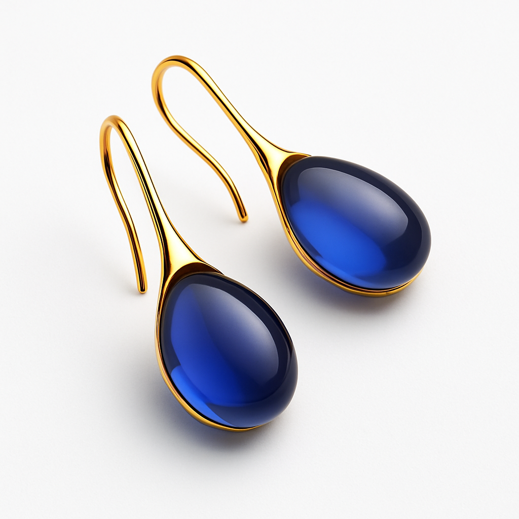 Minimalist Teardrop Earrings with Glass Crystal in Gold Tone