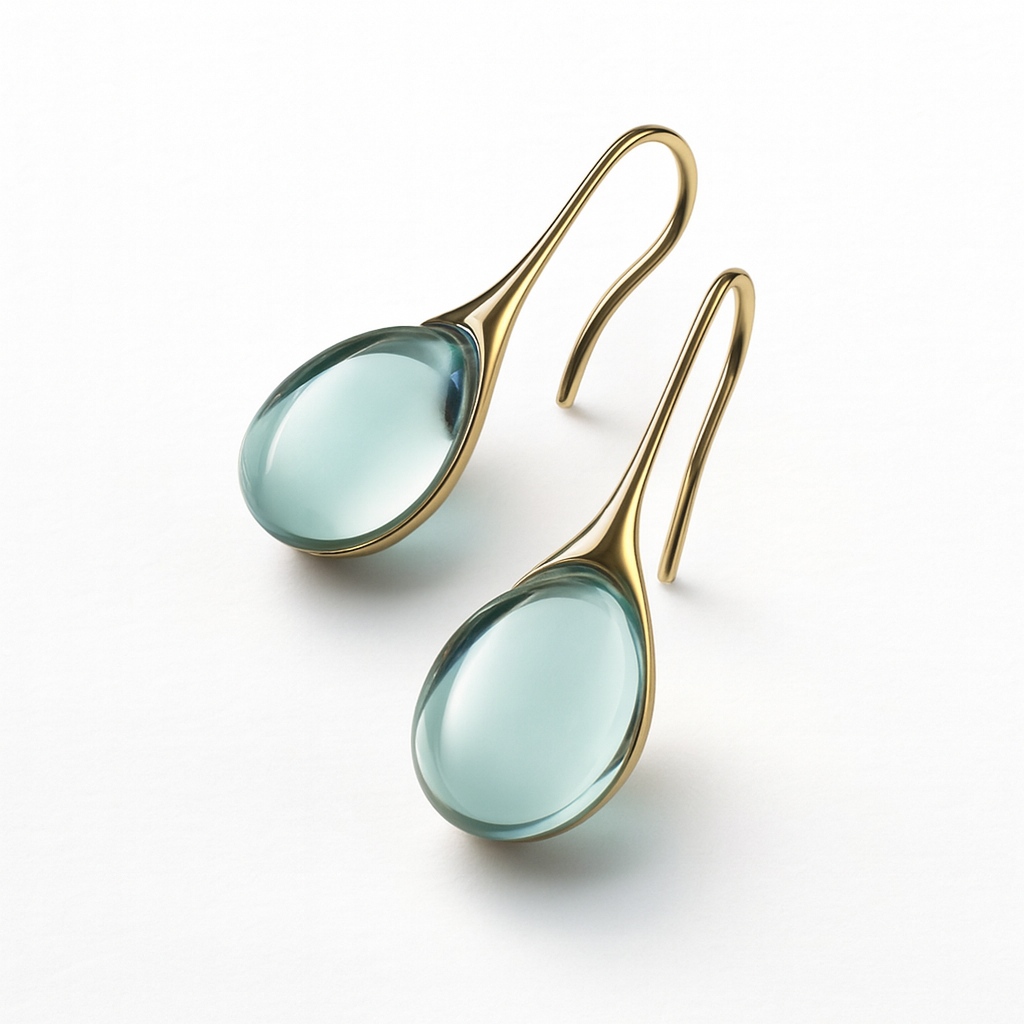 Minimalist Teardrop Earrings with Glass Crystal in Gold Tone