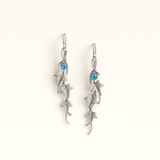 Nature Inspired Leaf and Vine Drop Earrings in Silver Tone