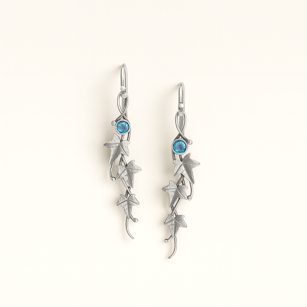 Nature-Inspired Drop Earrings with Vine and Leaf Design