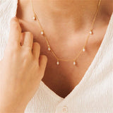 Gold Pearl Necklace - Freshwater Pearl Drops - 18K Gold Tone - Stainless Steel