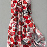 Women's Heart Shaped Print Casual Dress | Midi