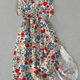 Women's Collared Flower Design Dress | Midi