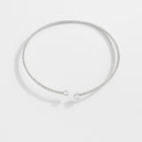 Gold Zircon Choker - Open Ended Design - 18K Gold Tone - Dual Stone Accent