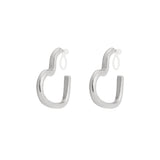Silver Open Heart Silver Clip Earrings - Romantic Non-Pierced Design - Silver Tone