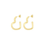 Gold Open Heart Earrings - Romantic Minimalist Design - 18K Gold Tone