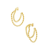Gold Organic Braided Hoop Earrings - Textured Heritage Design - 18K Gold Tone
