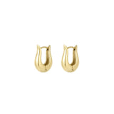 Gold Oval with a Twist Hoop Earrings - Architectural Design - 18K Gold Plated