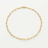 Gold Paperclip Necklace - Elongated Link Chain - 18K Gold Tone
