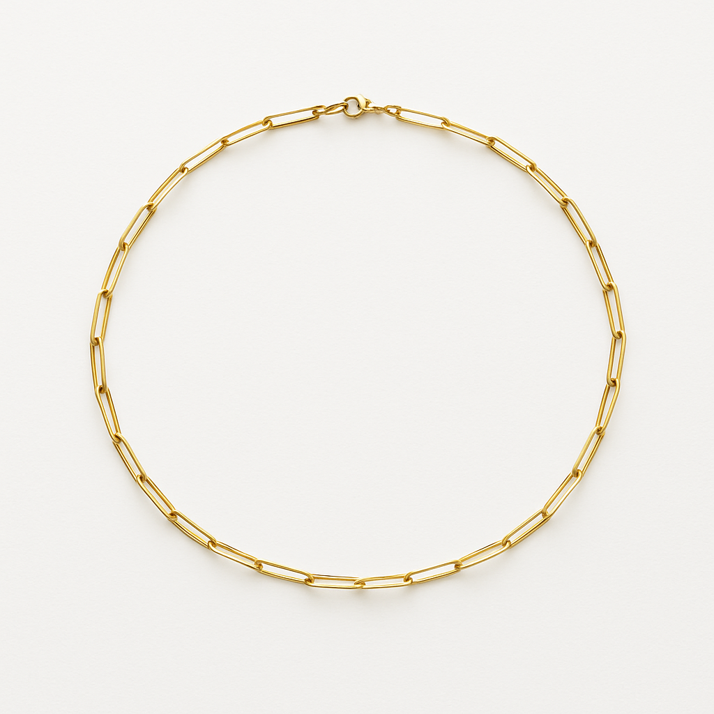 Paperclip Chain Necklace in Gold Finish