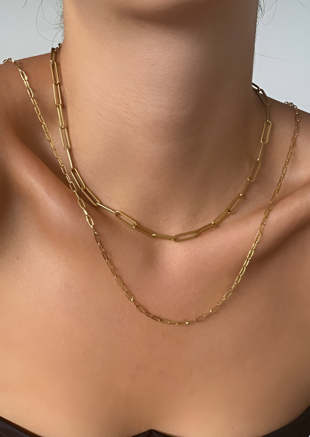 Paperclip Chain Necklace in Gold Finish