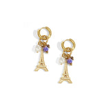 Gold Paris Happy Charm Earrings - Whimsical Heritage Design - 18K Gold Plated