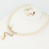 Gold-Tone Pearl Necklace and Matching Earrings Set