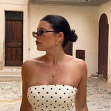 Gold Stud Earrings - Triple Ring Design - 18K Gold Tone - Polished Finish