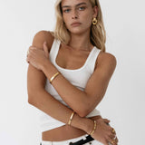 Gold Stud Earrings - Triple Ring Design - 18K Gold Tone - Polished Finish