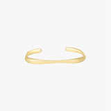 Gold Bangle - Irregular Open Band - 18K Gold Tone - Stainless Steel