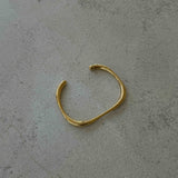 Gold Bangle - Irregular Open Band - 18K Gold Tone - Stainless Steel