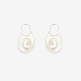 Silver Drop Earrings - Spiral Pattern Design - Polished Silver Tone - Alloy