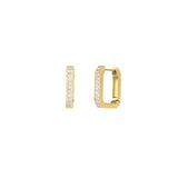 Gold Rectangular Zirconia Earrings - Geometric Brilliance - 18K Gold Plated