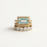 Silver Statement Ring - Light Blue Glass Stone - Polished Silver Tone