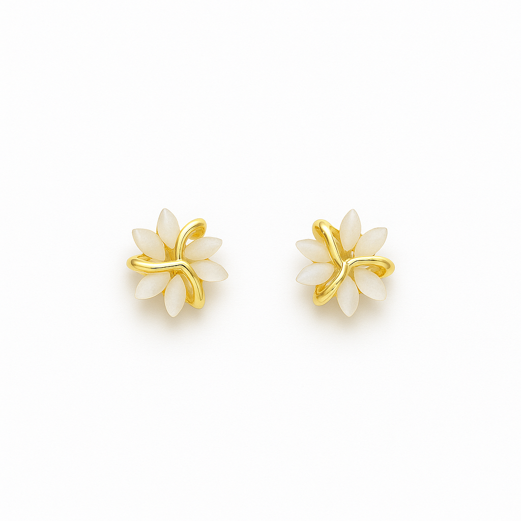 Refined Floral Stud Earrings with White Opal Accents