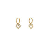 Gold Rhinestone Heart Earrings - Brilliant Romantic Design - 18K Gold Tone