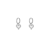 Silver Rhinestone Heart Earrings - Brilliant Romantic Design - Silver Plated