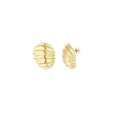 Gold Ribbed Basic Hoop Earrings - Textured Minimalist Design - 18K Gold Plated