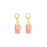 Gold Rose Lovers Pink and Gold Earrings - Botanical Heritage - 18K Gold Tone