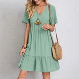 Women's V-neck Ruffle Dress | Mini