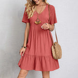 Women's V-neck Ruffle Dress | Mini