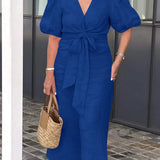 Women's Puff Sleeves V-neck Dress | Maxi