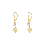 Gold Sacred Heart Drop Earrings - Symbolic Heritage Design - 18K Gold Tone