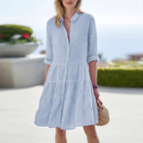 Women's 3/4 Sleeves & Collared Beach Shirt Dress | Mini