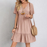 Women's V-neck Ruffle Dress | Mini