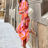 Women's Stylish 3/4 Sleeve V-Neck Wrap Dress | Midi