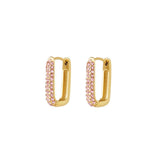 Gold Shimmer and Spark Rose Earrings - Brilliant Accents - 18K Gold Plated