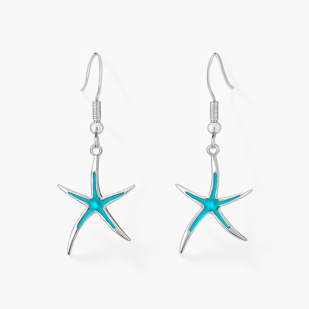 Shimmering Starfish Drop Earrings with Opal Detailing
