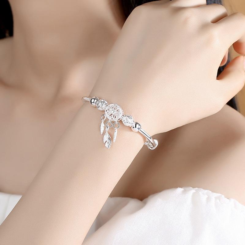 Silver-Tone Adjustable Bracelet with Dreamcatcher Charm