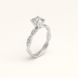 Gold Braided Ring - Twist Design - 18K Gold Tone - Clear Zirconia Stone
