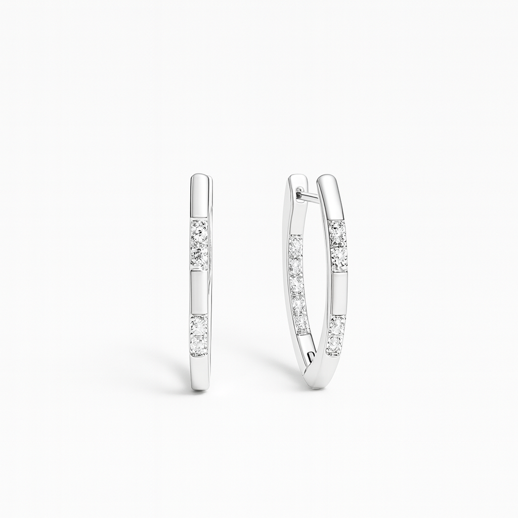 Gold or Silver Tone Hoop Earrings with Crystals