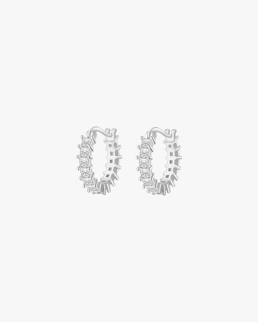 Silver Hoop Earrings with Sparkling Stones